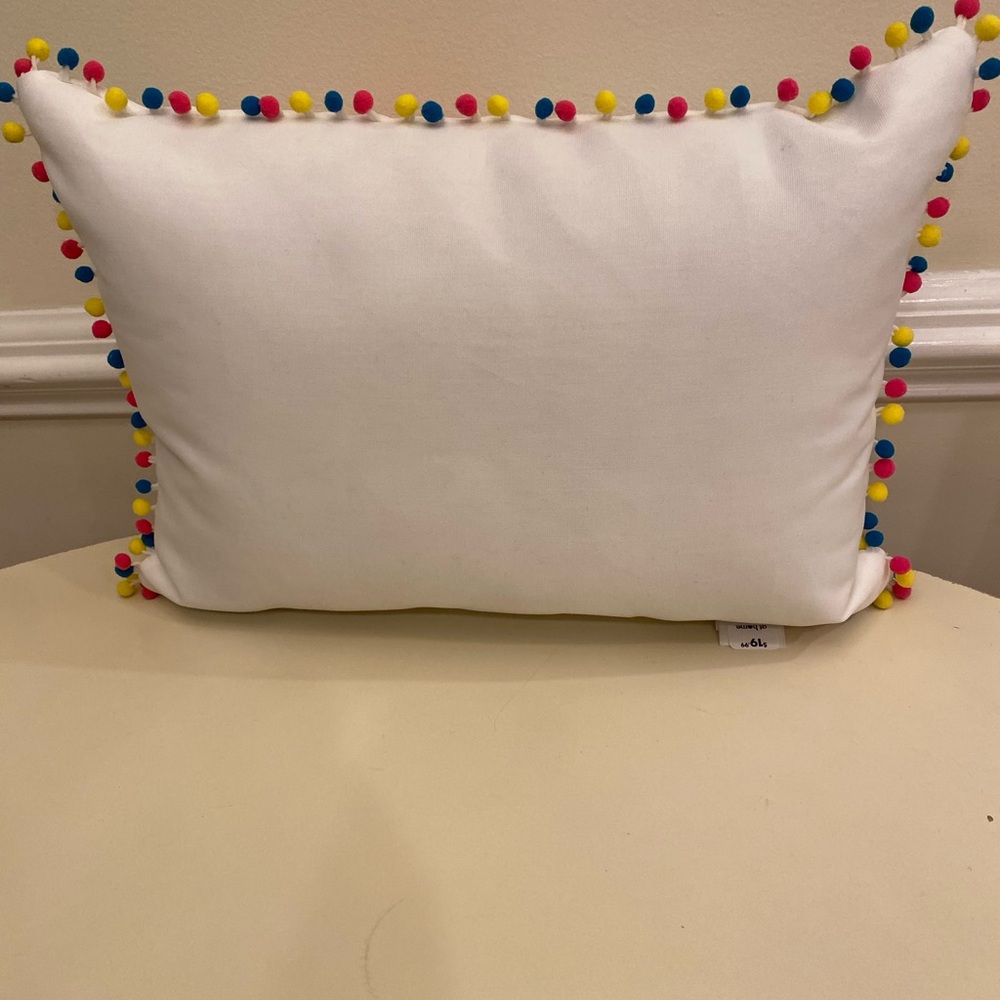 Flamingo Decorative Pillow with Colorful Pom-Poms - Picture 2 of 2